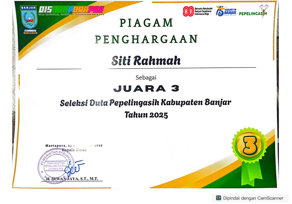 Gambar untuk Juara 3 Duta Pepelingsih kab banjar